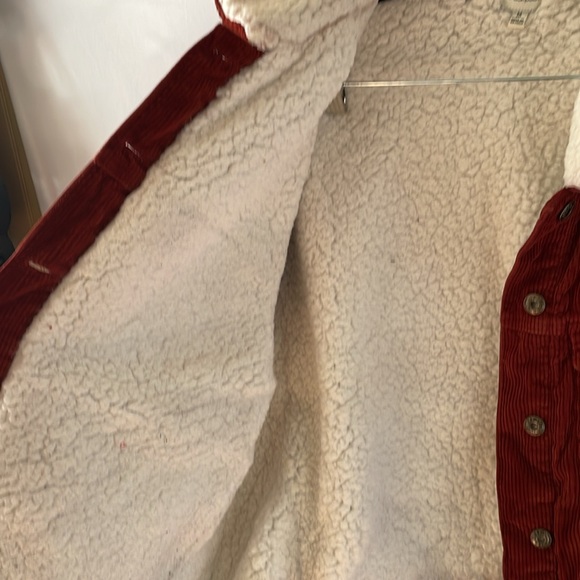Sneak peek jacket rust corduroy Sherpa style lined coat size medium side pocket - Picture 4 of 14